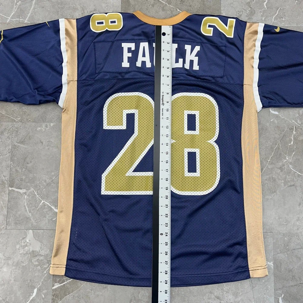 Vintage Nike St Louis Rams Jersey Mens Large Marshall Faulk NFL Football Blue